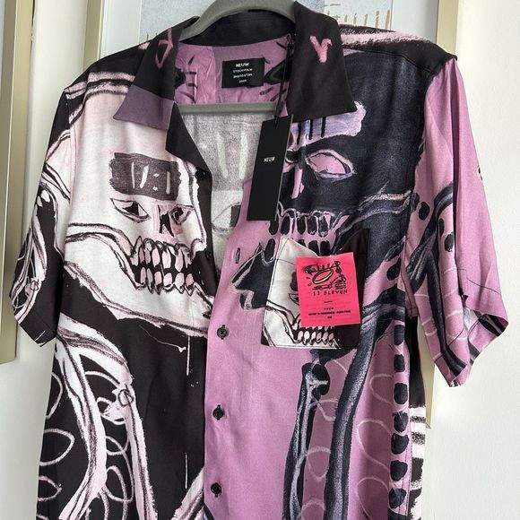 NWT NEUW DENIM Men's Pino Art Graphic Print Button-Up Collared Shirt Size S - Picture 3 of 10